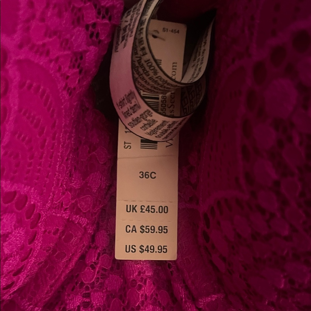 Victoria's Secret Fuchsia Lace Bra - Picture 3 of 3